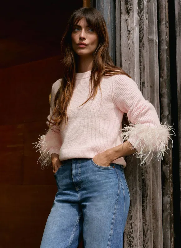Pink Feather Trim Jumper sold by Mint Velvet