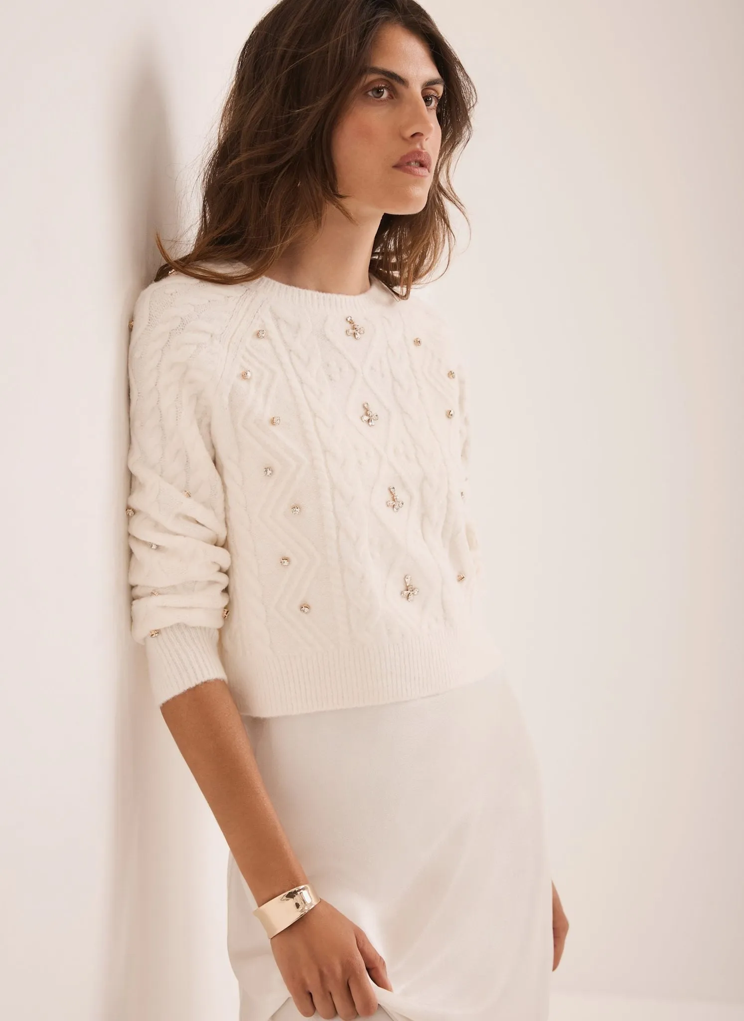 Cream Layered Embellished Jumper Maxi Dress sold by Mint Velvet product image thumbnail 3