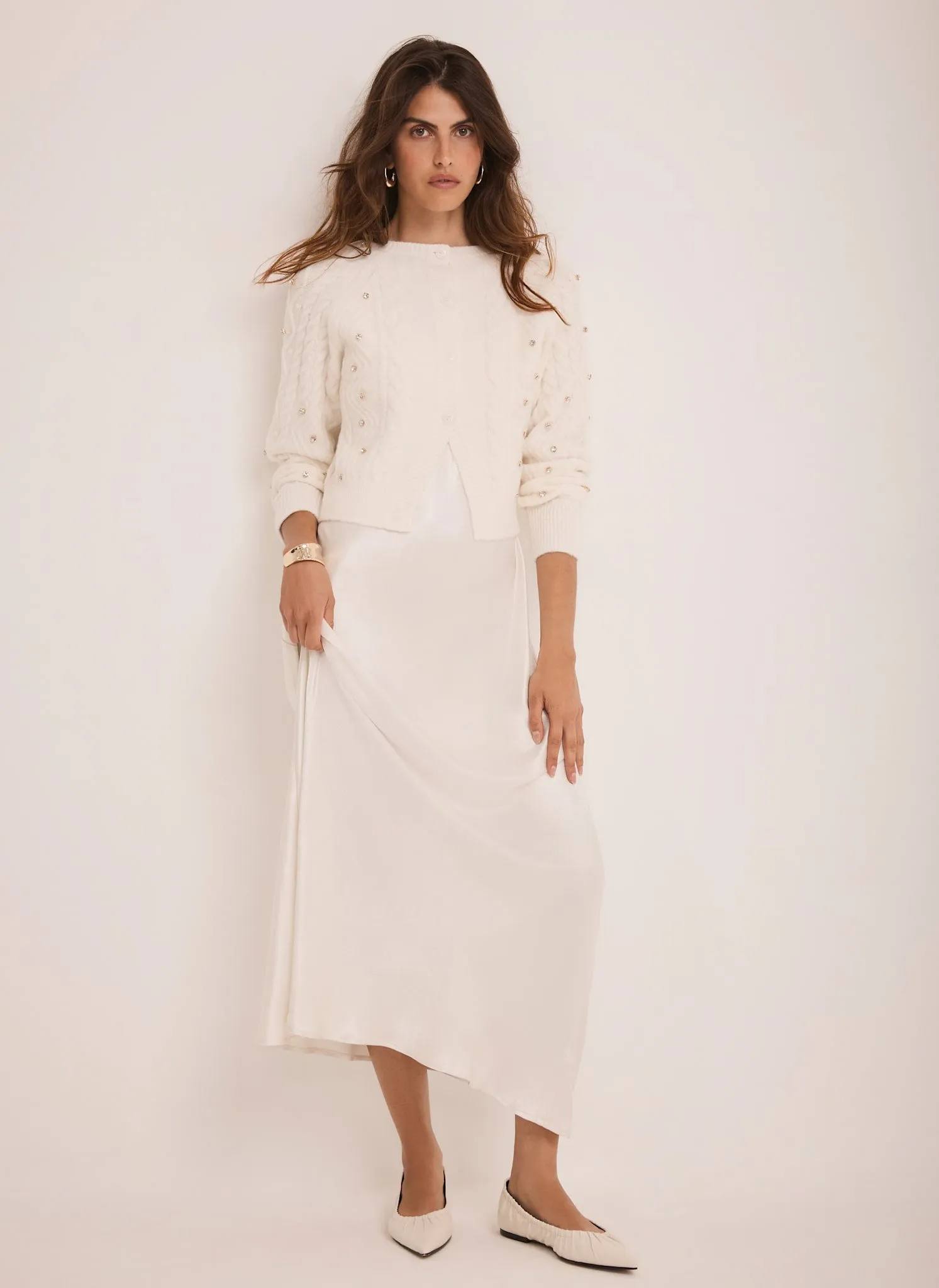 Cream Layered Embellished Jumper Maxi Dress sold by Mint Velvet