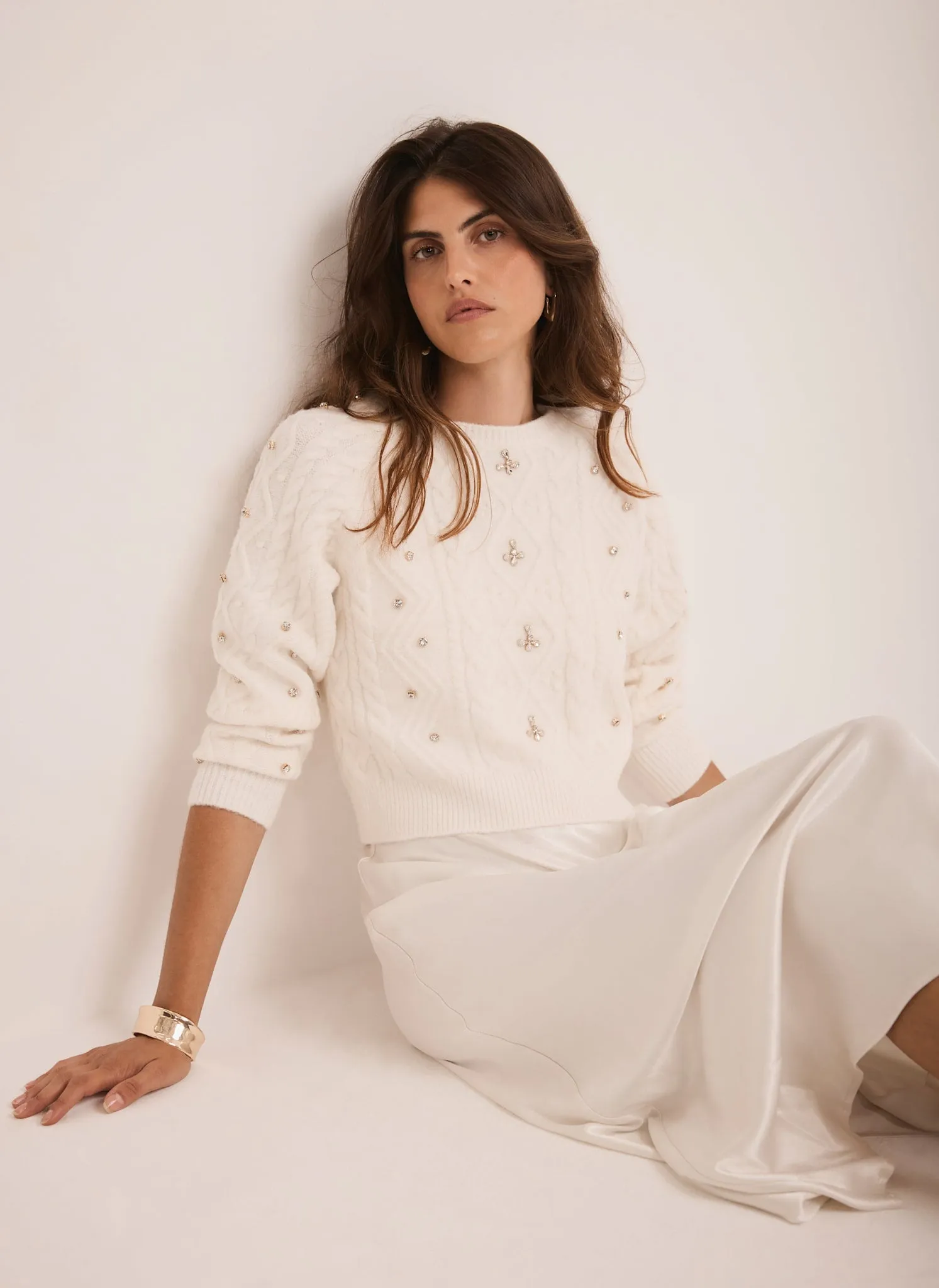 Cream Layered Embellished Jumper Maxi Dress sold by Mint Velvet product image thumbnail 2