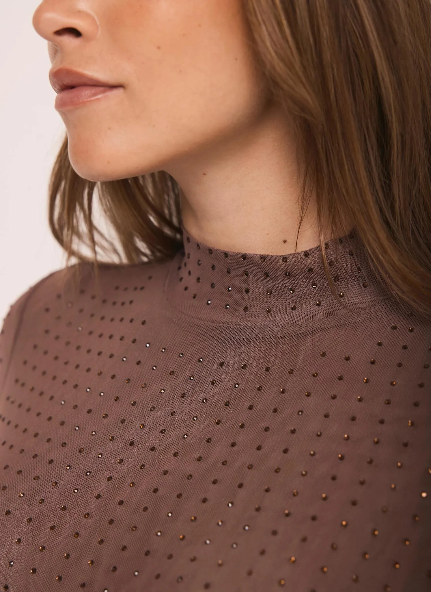 Brown Mesh Embellished Top sold by Mint Velvet product image thumbnail 4