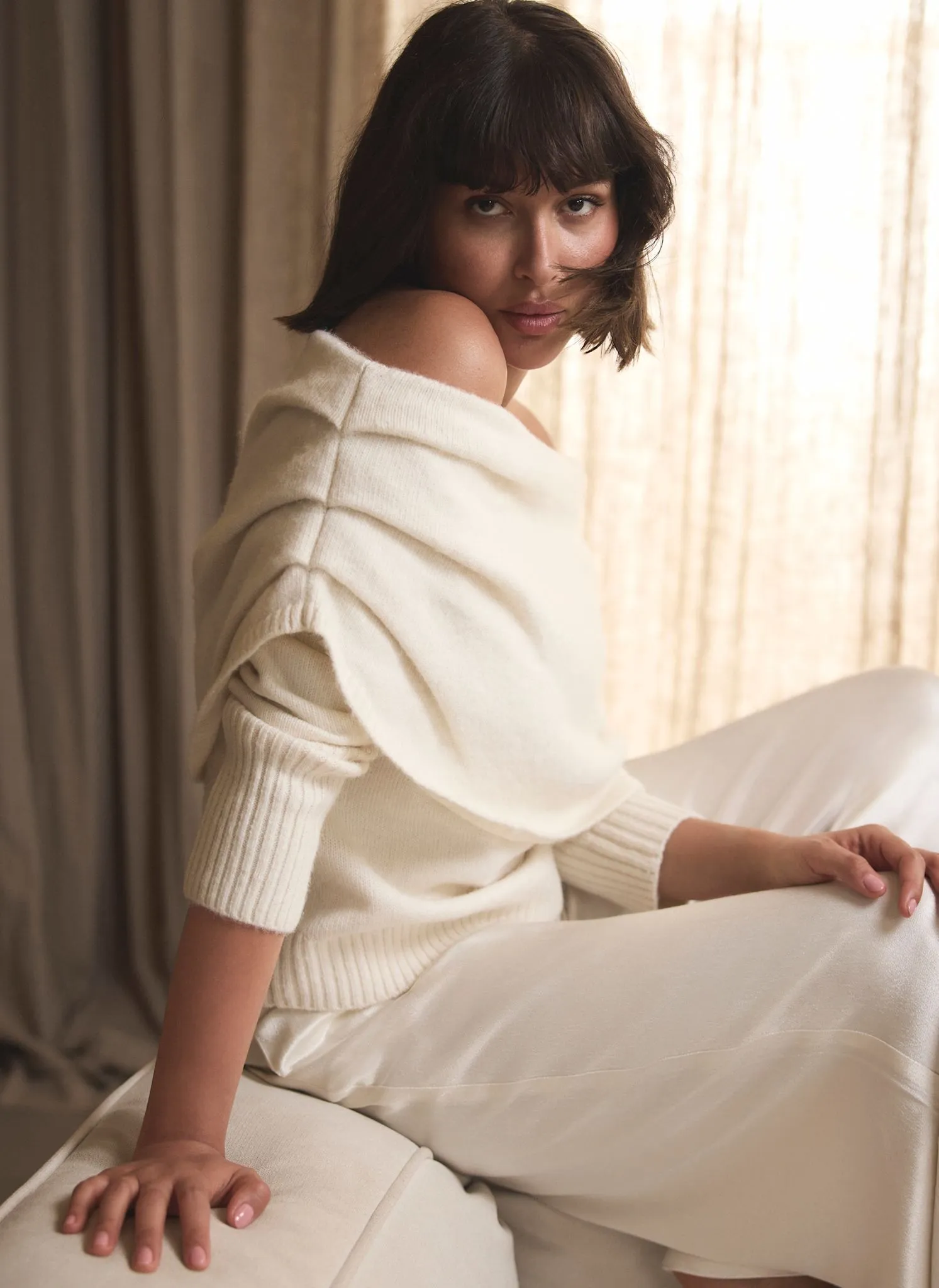 Cream Cosy Bardot Knit Jumper sold by Mint Velvet product image thumbnail 4
