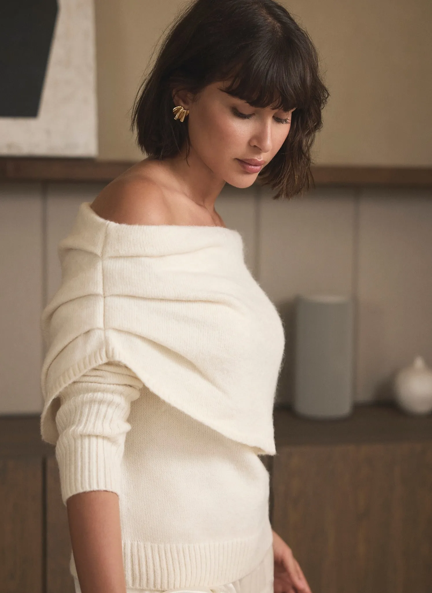 Cream Cosy Bardot Knit Jumper sold by Mint Velvet product image thumbnail 5