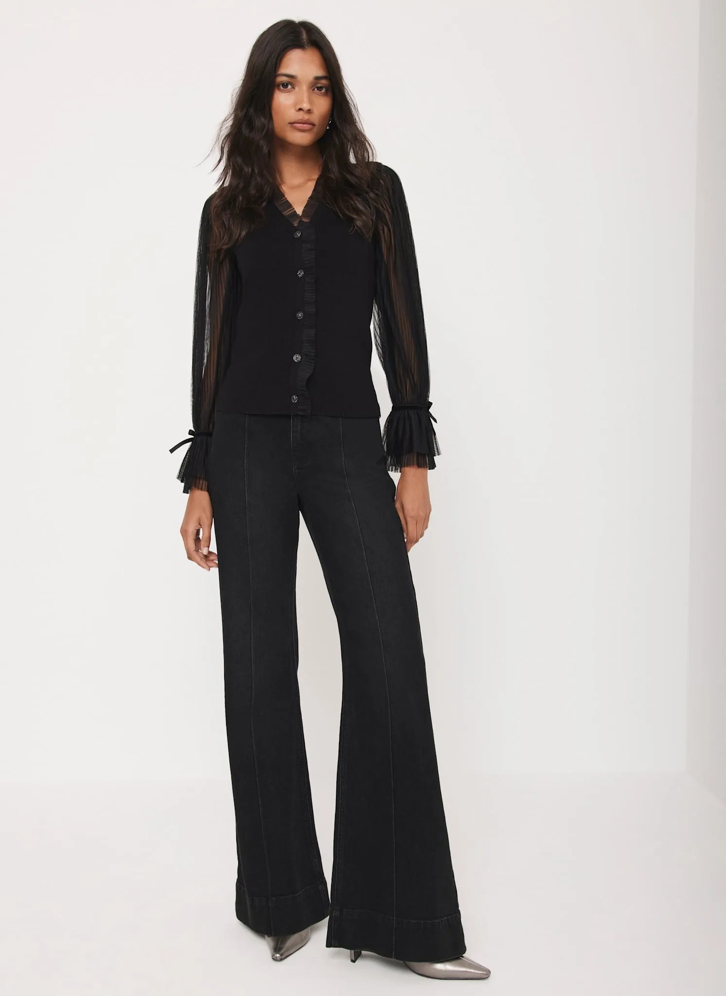 Black Tulle Sleeve Cardigan sold by Mint Velvet product image thumbnail 5