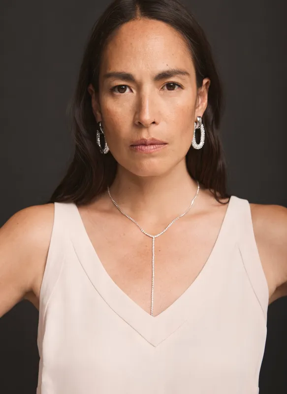 Silver Tone Crystal Lariat Drop Necklace sold by Mint Velvet