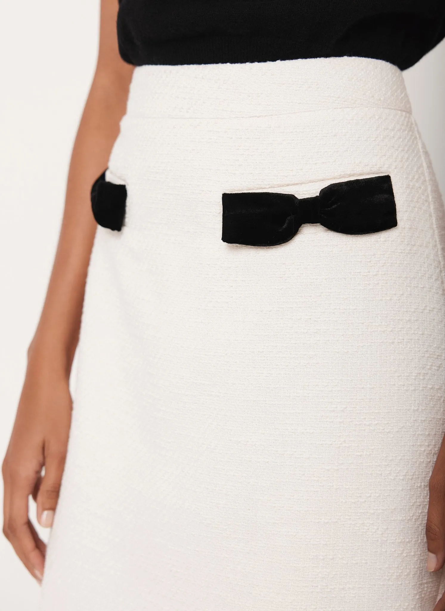 Cream Boucle Bow Midi Skirt sold by Mint Velvet product image thumbnail 4