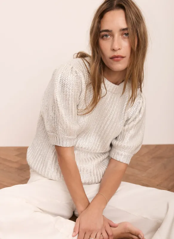 Silver Metallic Cotton Top sold by Mint Velvet