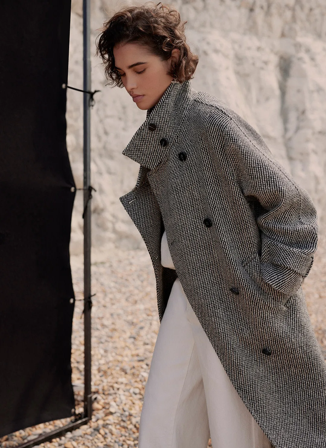 Black Textured Funnel Neck Coat sold by Mint Velvet product image thumbnail 4