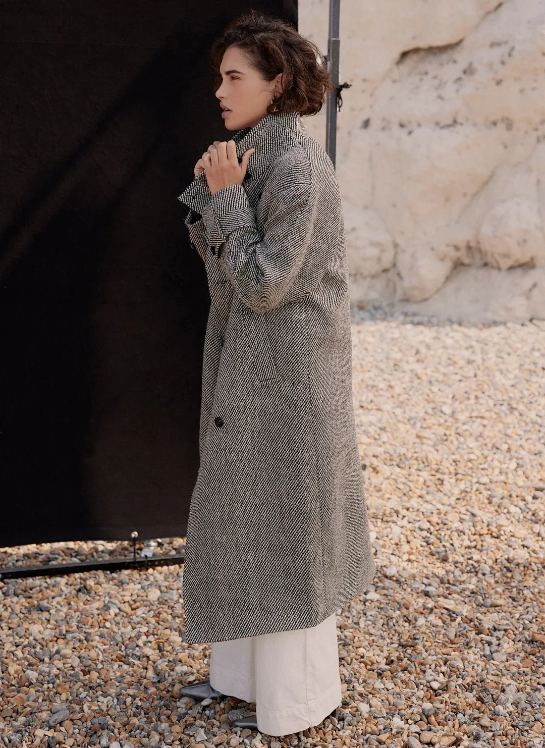 Black Textured Funnel Neck Coat sold by Mint Velvet product image thumbnail 5