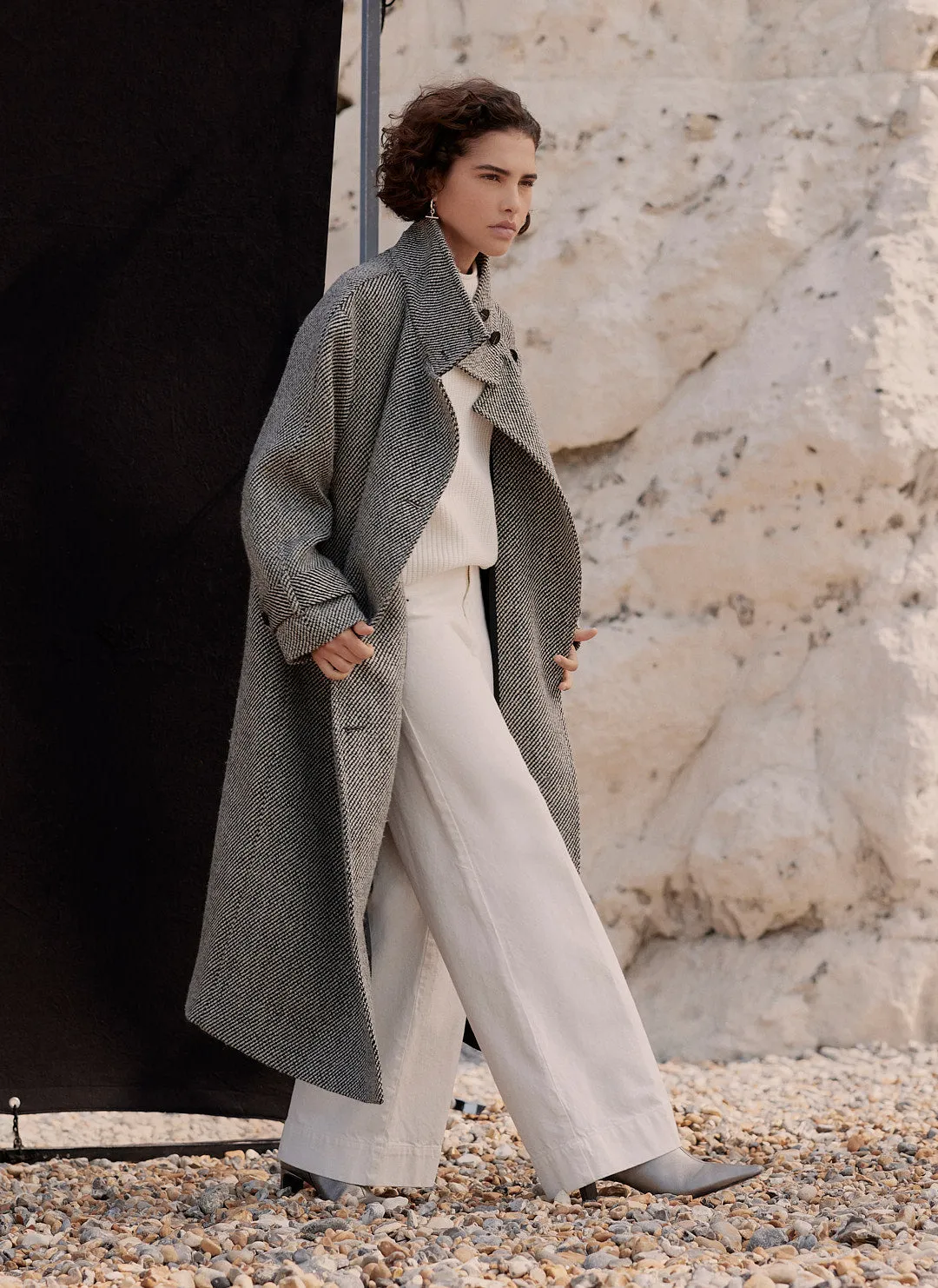 Black Textured Funnel Neck Coat sold by Mint Velvet product image thumbnail 3