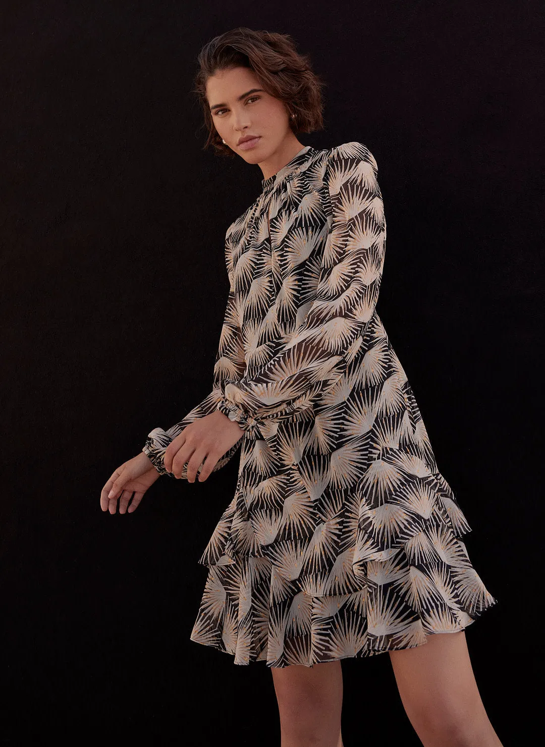 Black Geo Print Mini Dress sold by Mint Velvet