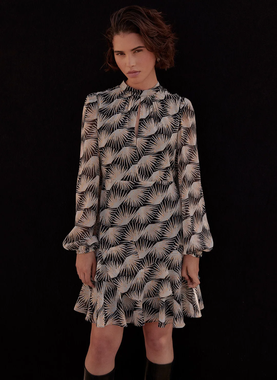 Black Geo Print Mini Dress sold by Mint Velvet product image thumbnail 2