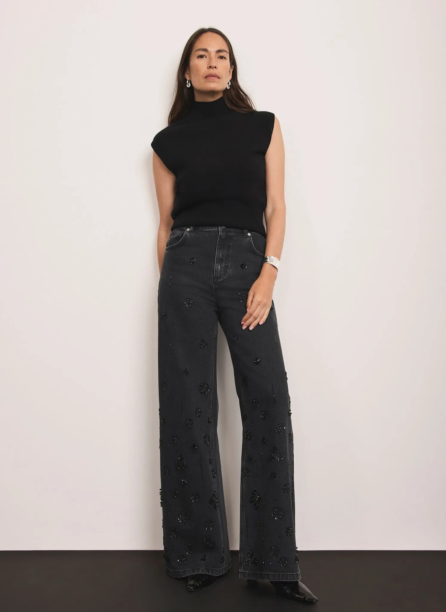 Washed Black Embellished Wide Jeans sold by Mint Velvet product image thumbnail 3