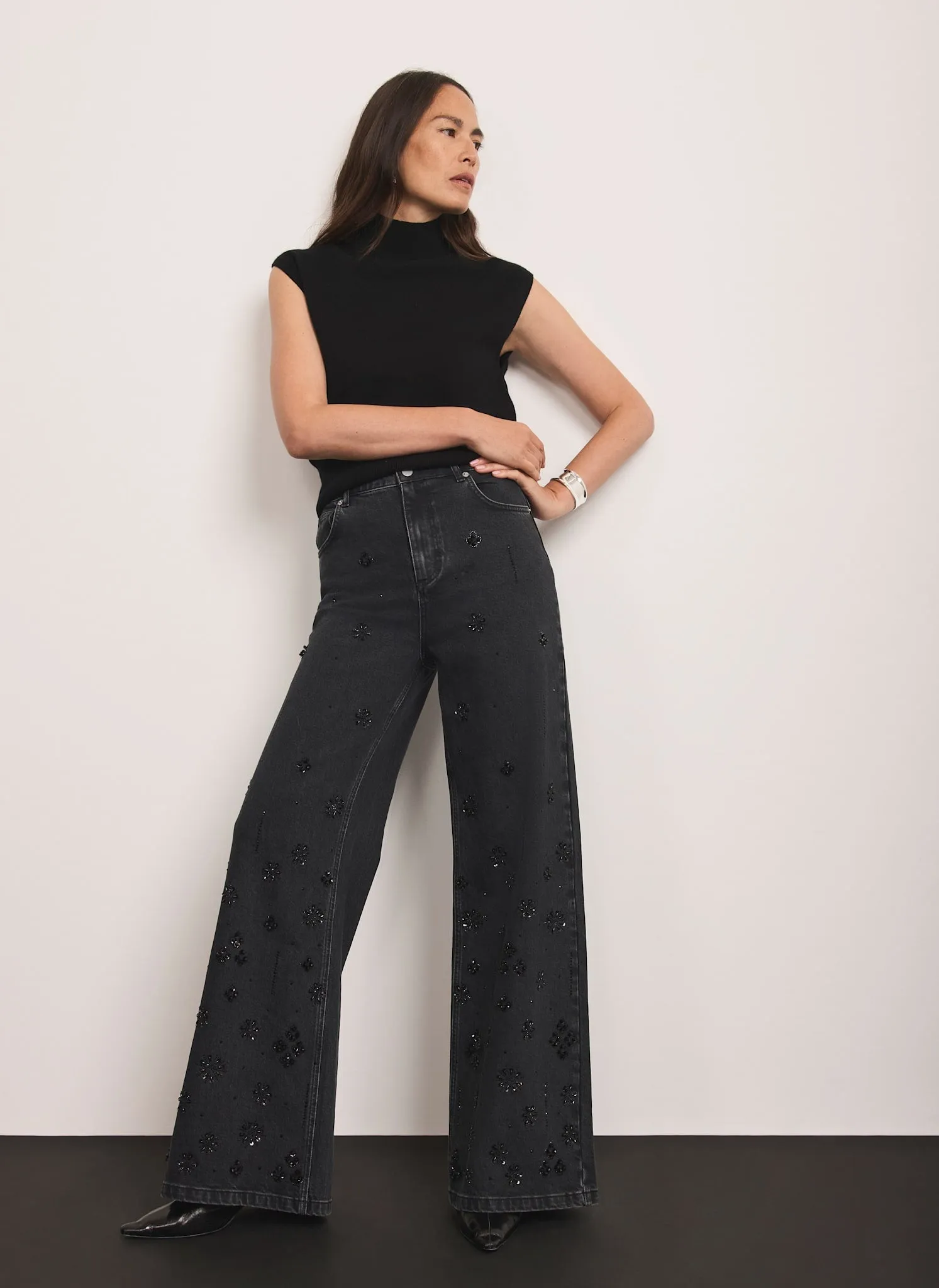 Washed Black Embellished Wide Jeans sold by Mint Velvet product image thumbnail 2