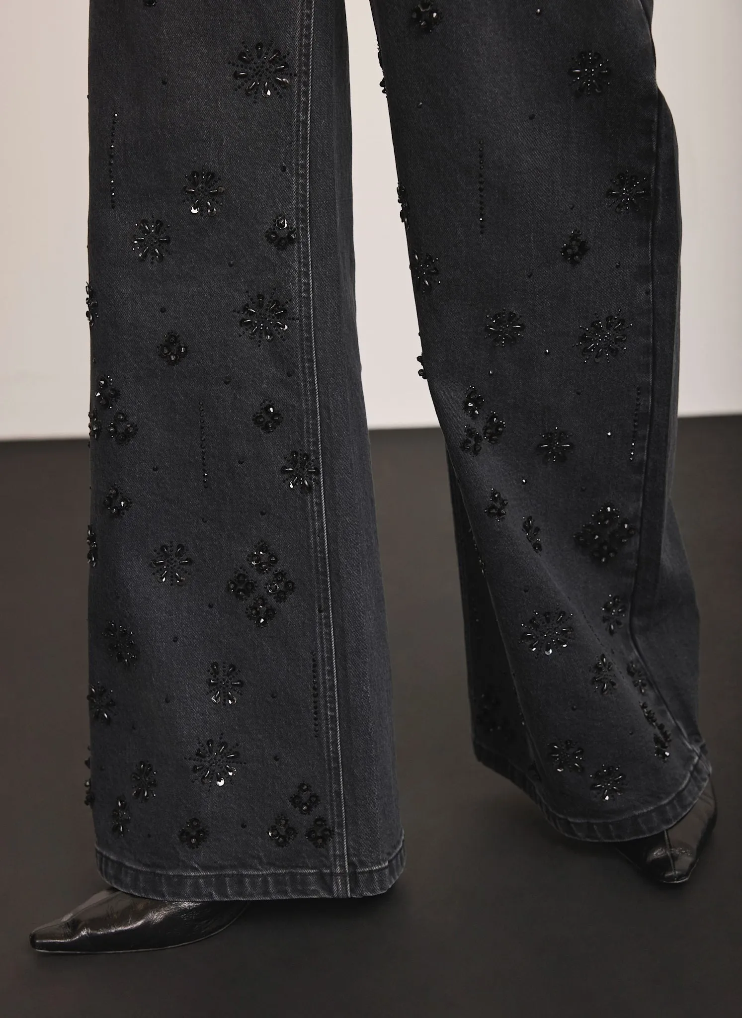 Washed Black Embellished Wide Jeans sold by Mint Velvet product image thumbnail 4