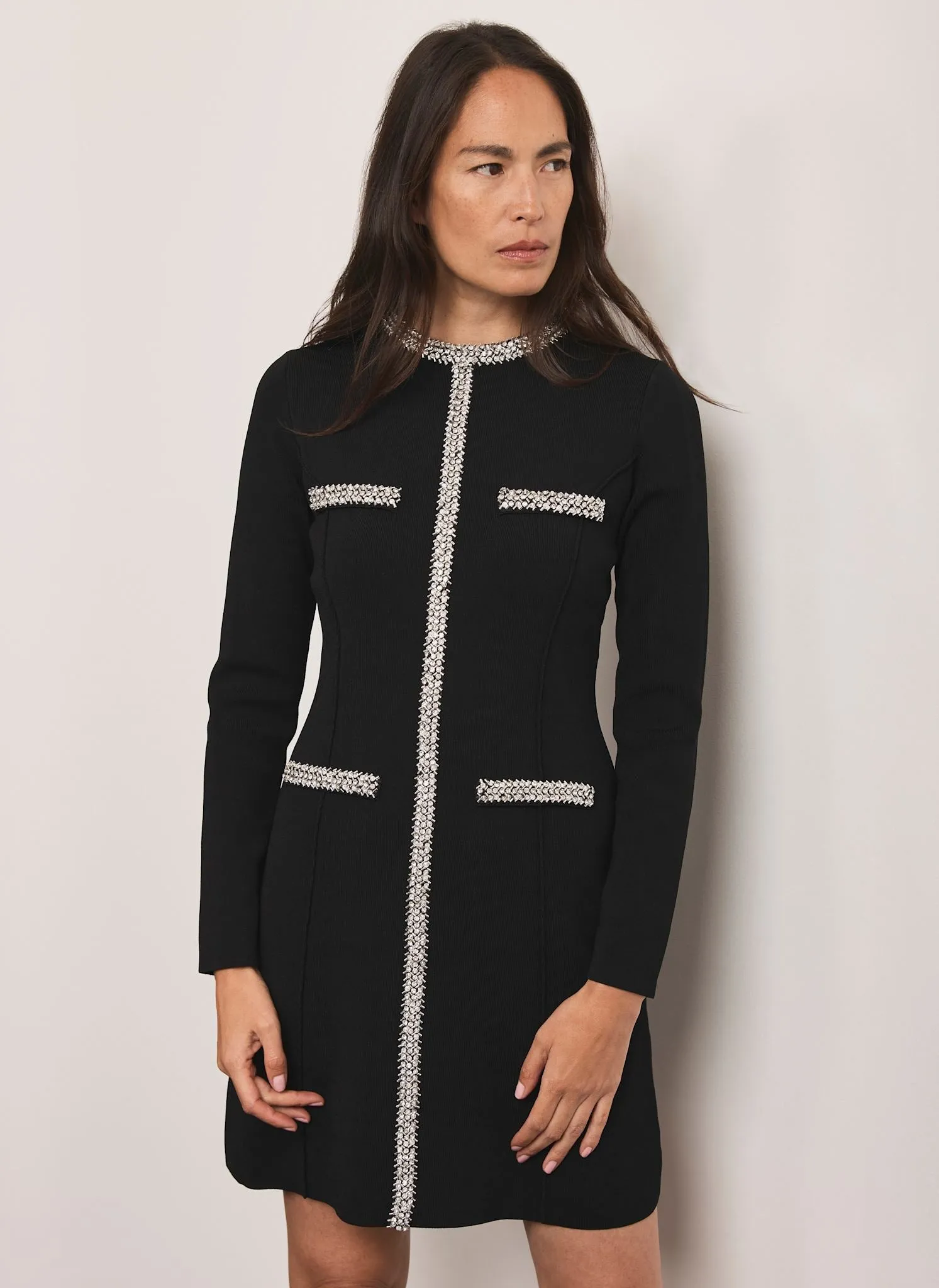 Black Embellished Trim Mini Dress sold by Mint Velvet product image thumbnail 3