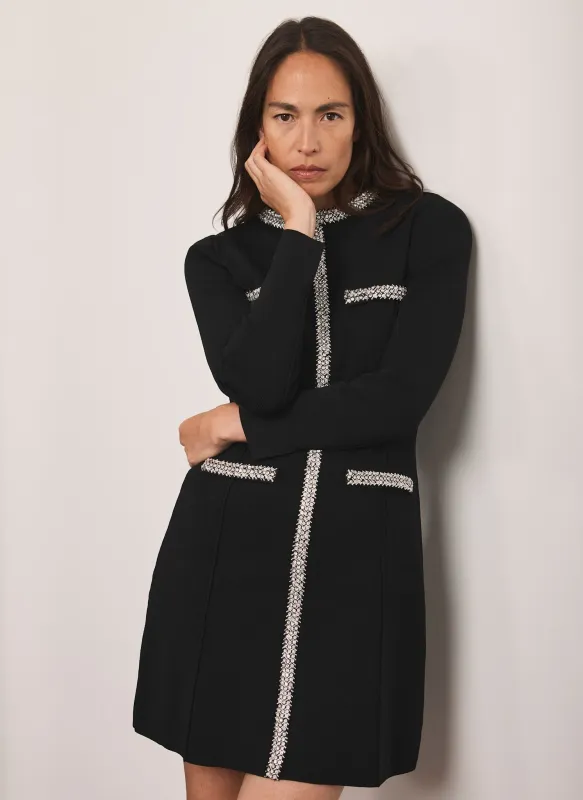 Black Embellished Trim Mini Dress sold by Mint Velvet