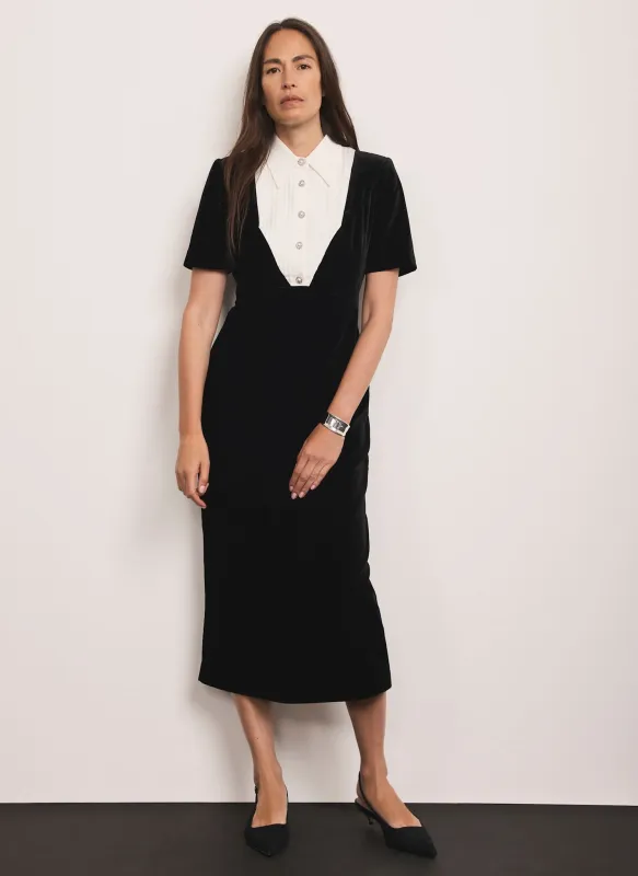 Black Velvet Shirt Midi Dress sold by Mint Velvet