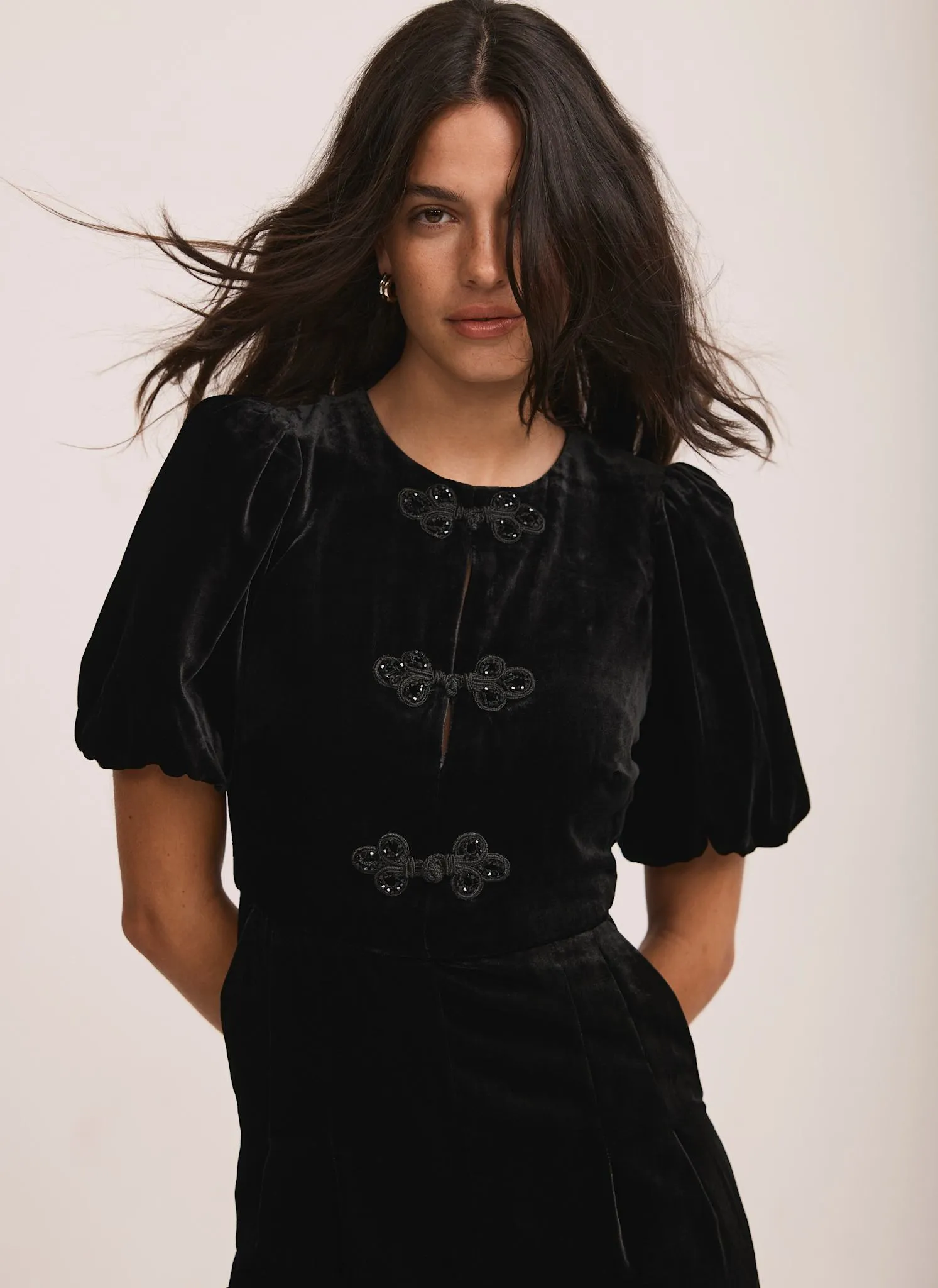 Black Velvet Embellished Jumpsuit sold by Mint Velvet product image thumbnail 3