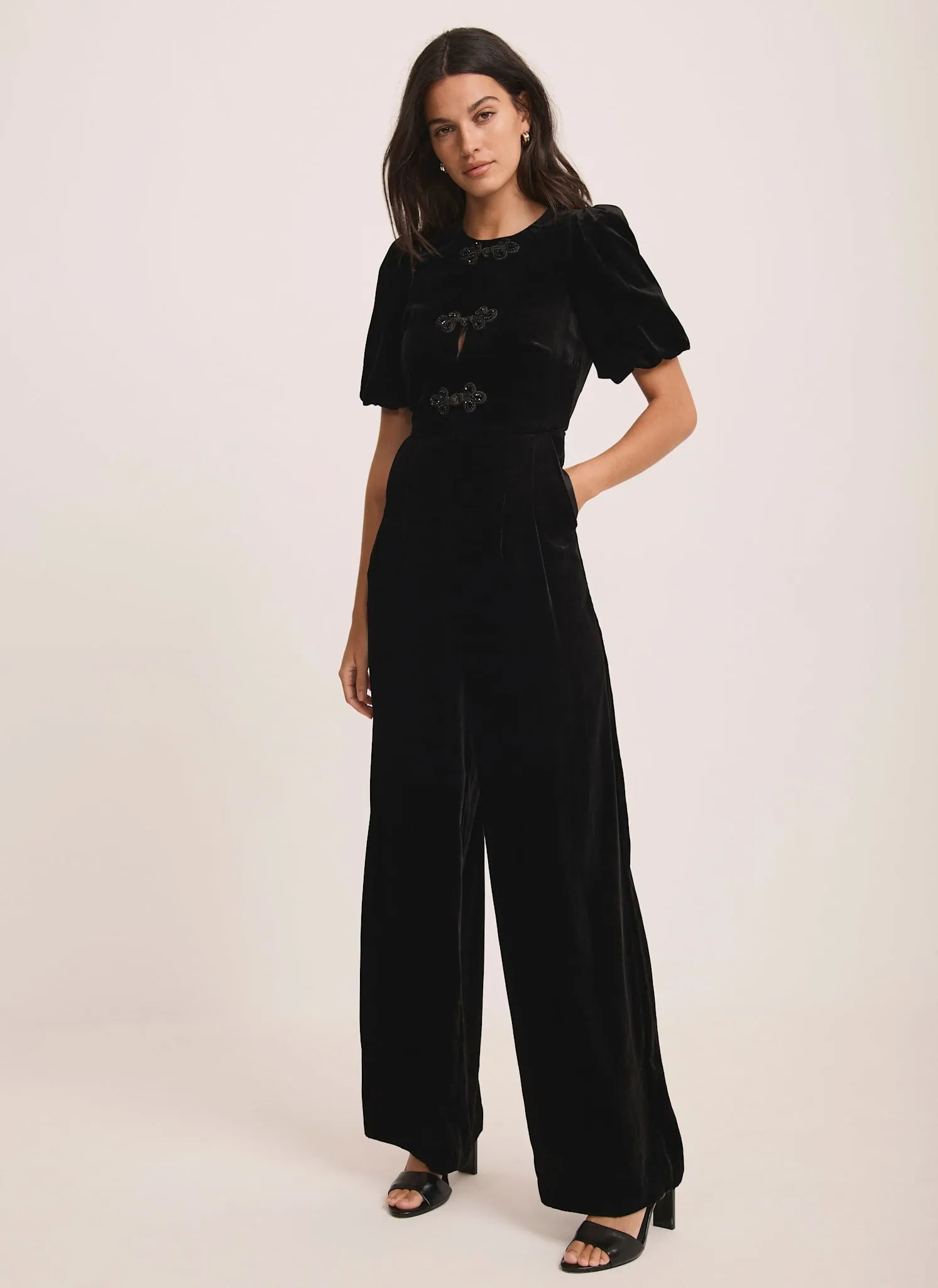Black Velvet Embellished Jumpsuit sold by Mint Velvet product image thumbnail 2