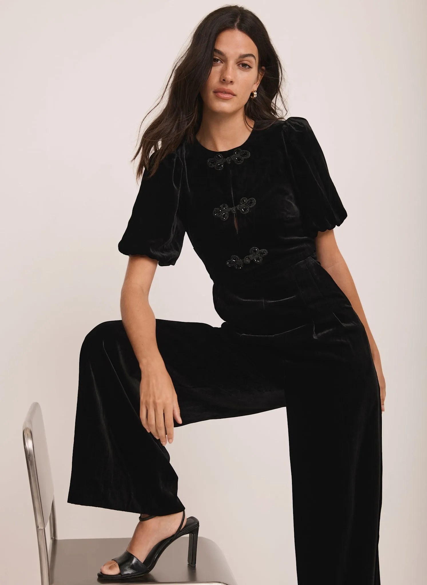 Black Velvet Embellished Jumpsuit sold by Mint Velvet product image thumbnail 4