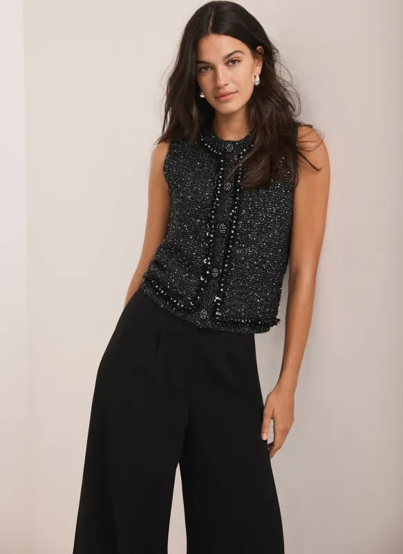 Black Embellished Sleeveless Top sold by Mint Velvet