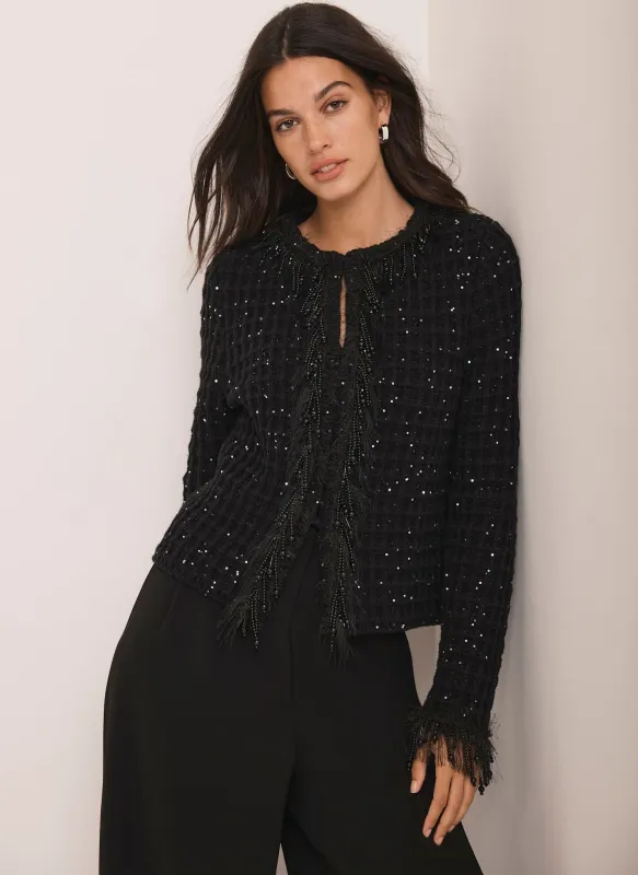 Black Sequin Embellished Jacket sold by Mint Velvet