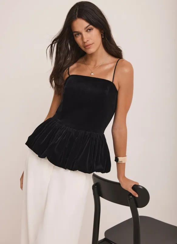 Black Velvet Peplum Top sold by Mint Velvet
