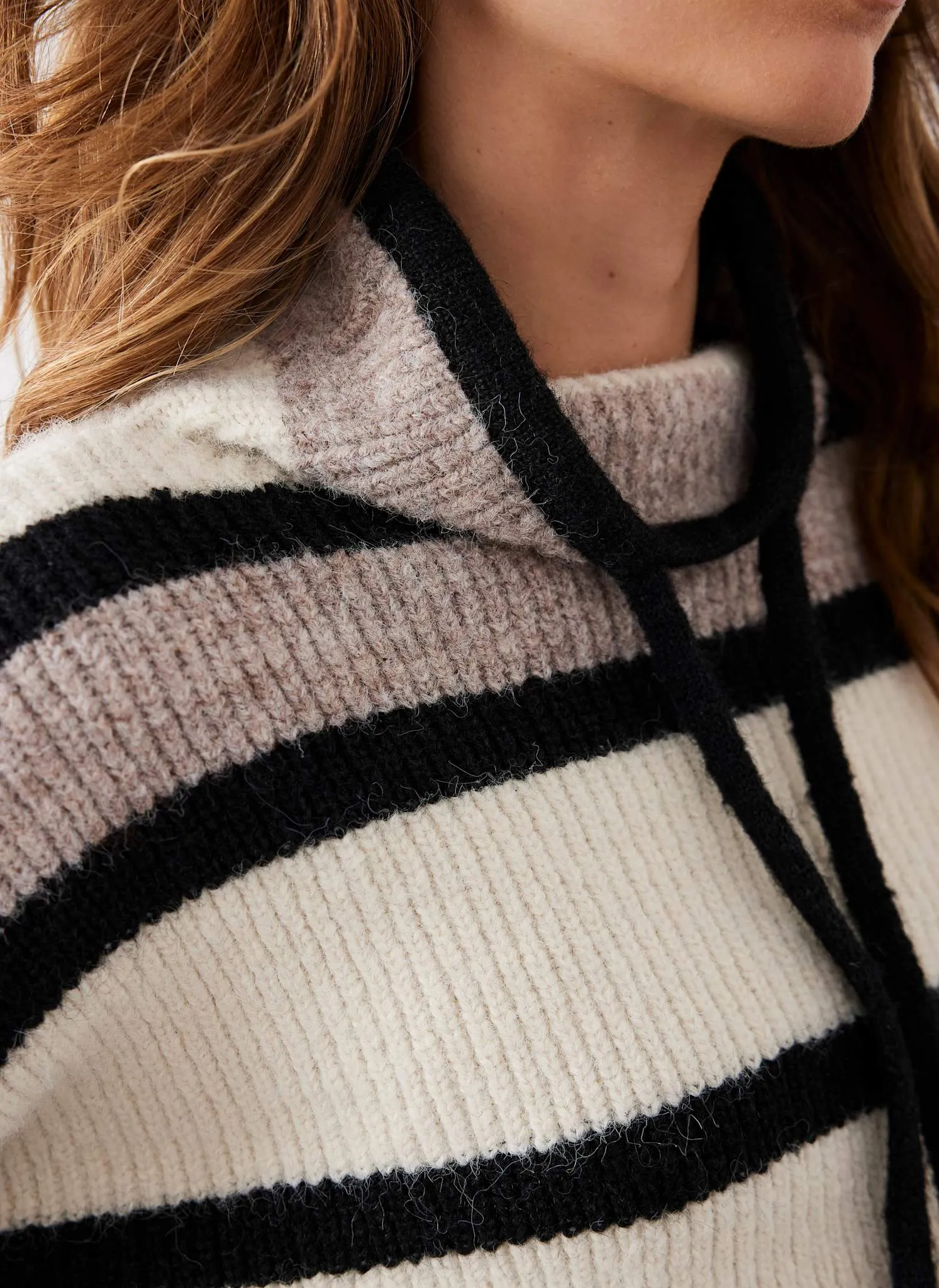 Neutral Striped Knit High Neck Jumper sold by Mint Velvet product image thumbnail 5