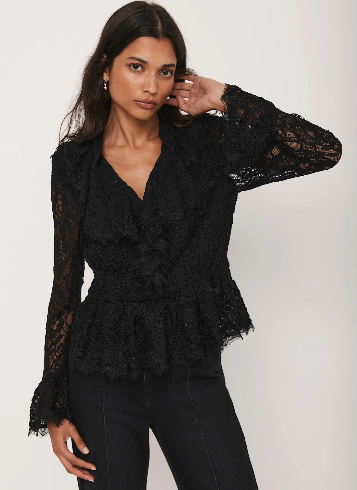 Black Lace Embroidered Blouse sold by Mint Velvet product image thumbnail 4