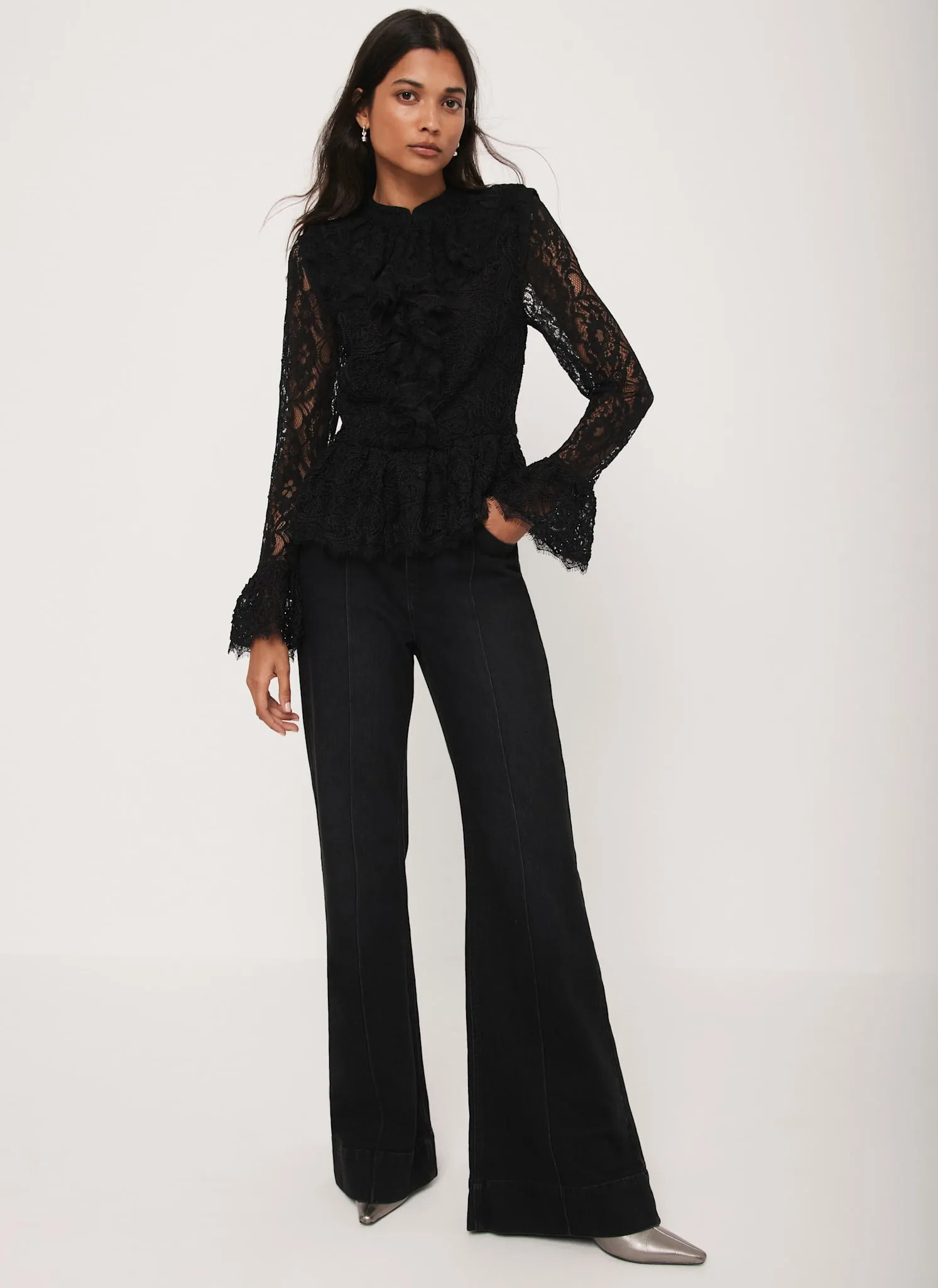 Black Lace Embroidered Blouse sold by Mint Velvet product image thumbnail 3