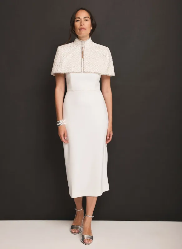 Cream Embellished Cape Midi Dress sold by Mint Velvet