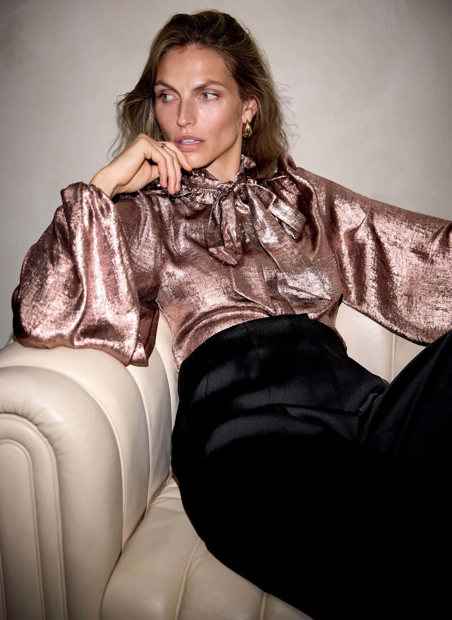 Pink Metallic Pussy Bow Blouse sold by Mint Velvet product image thumbnail 2