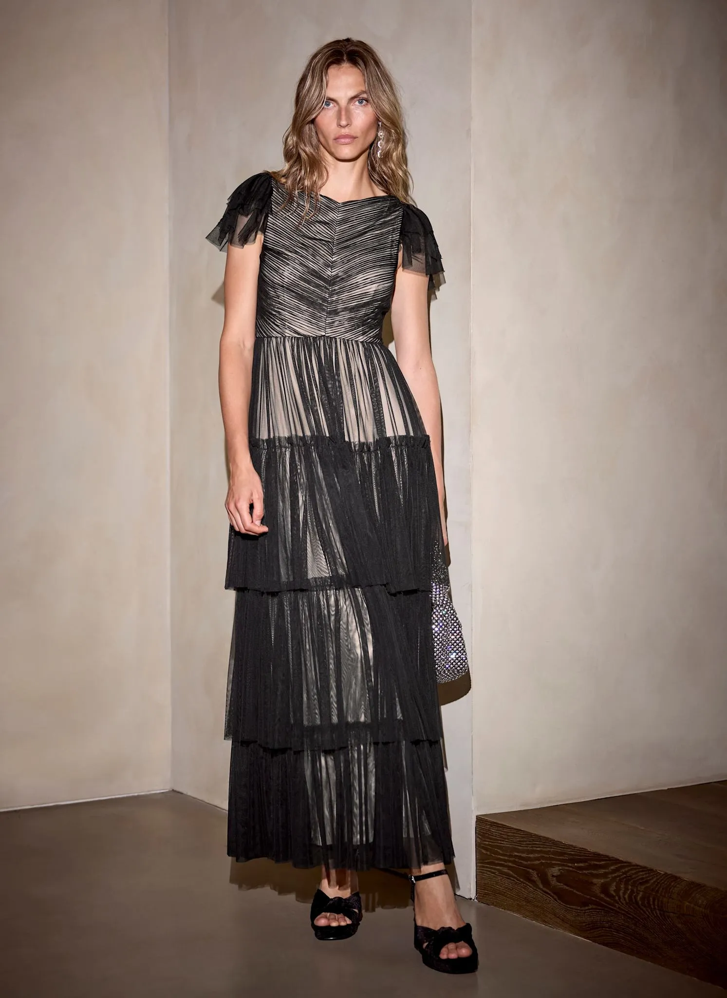 Black Layered Tulle Maxi Dress sold by Mint Velvet product image thumbnail 3