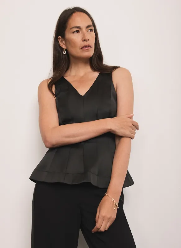 Black Structured Satin Top sold by Mint Velvet
