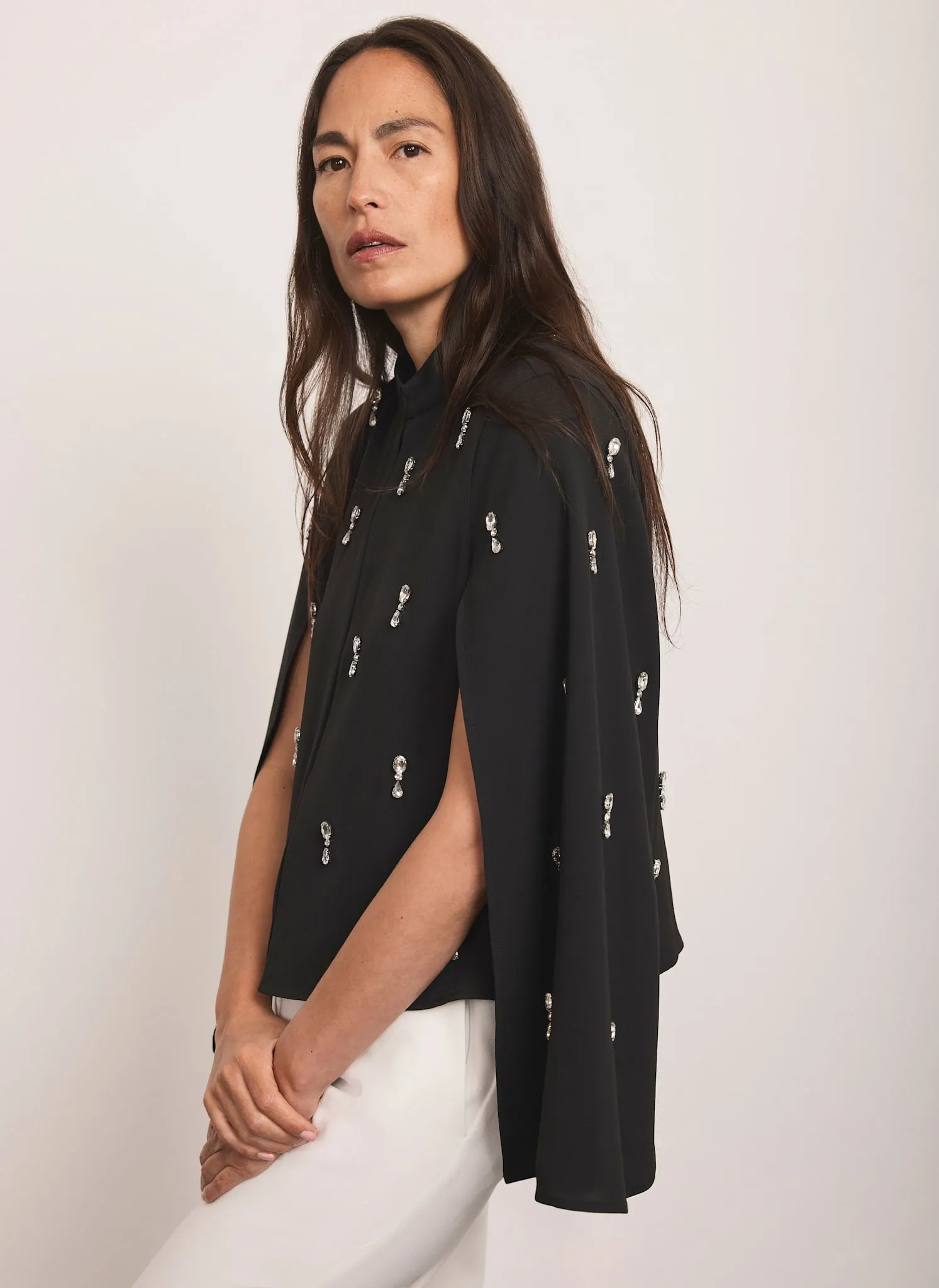 Black Embellished Cape Top sold by Mint Velvet product image thumbnail 3