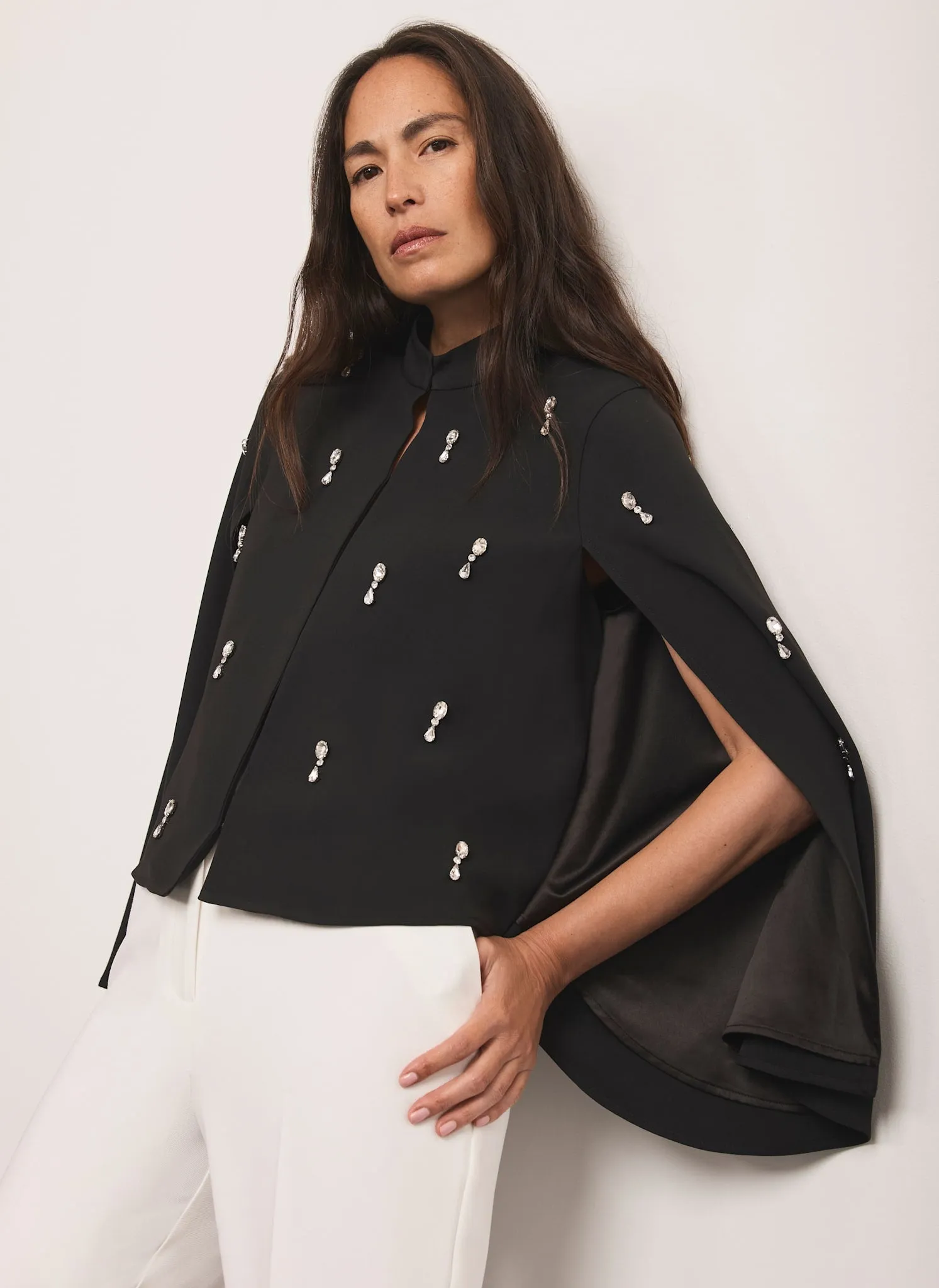 Black Embellished Cape Top sold by Mint Velvet product image thumbnail 5