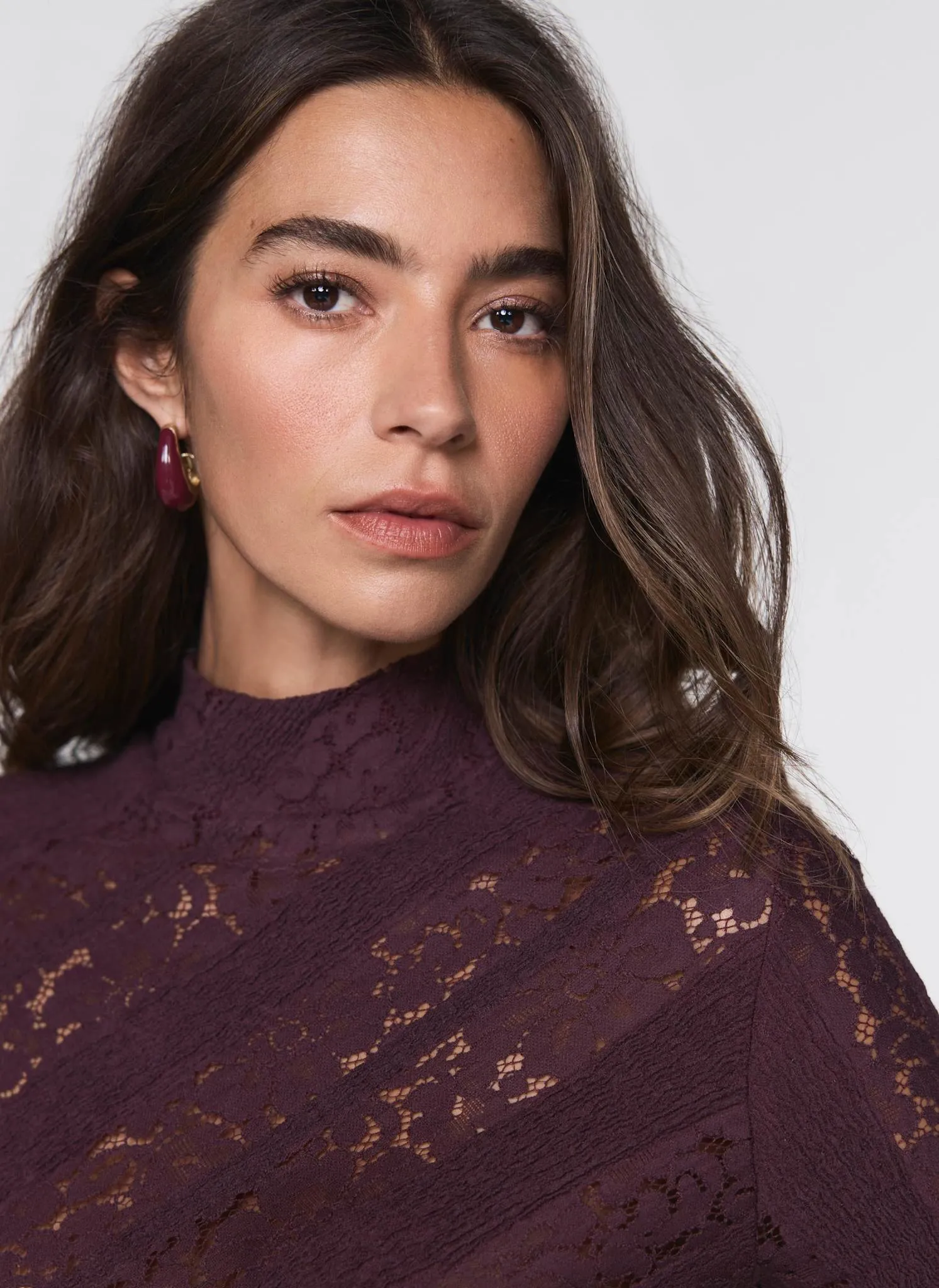 Burgundy Lace High Neck Top sold by Mint Velvet product image thumbnail 4