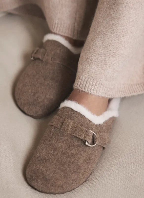 Neutral Felt Clog Slippers sold by Mint Velvet
