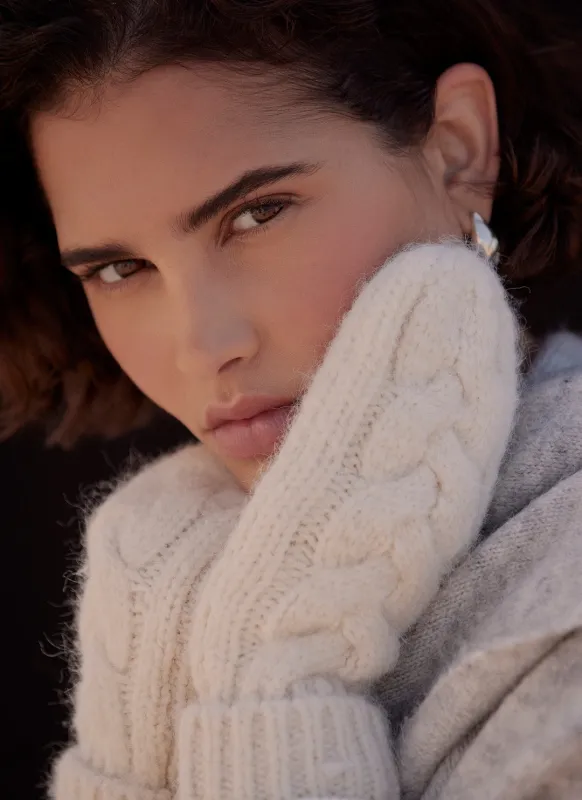 Cream Cable Knit Mittens sold by Mint Velvet