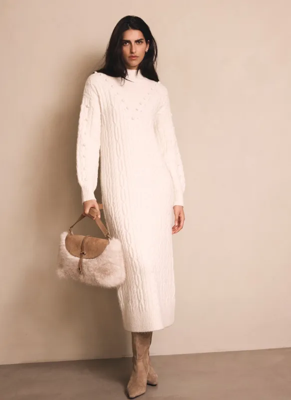 Cream Bobble Detail Knitted Midi Dress sold by Mint Velvet