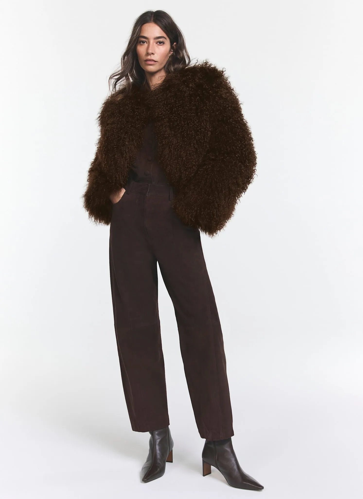 Brown Mongolian Fur Jacket sold by Mint Velvet product image thumbnail 4