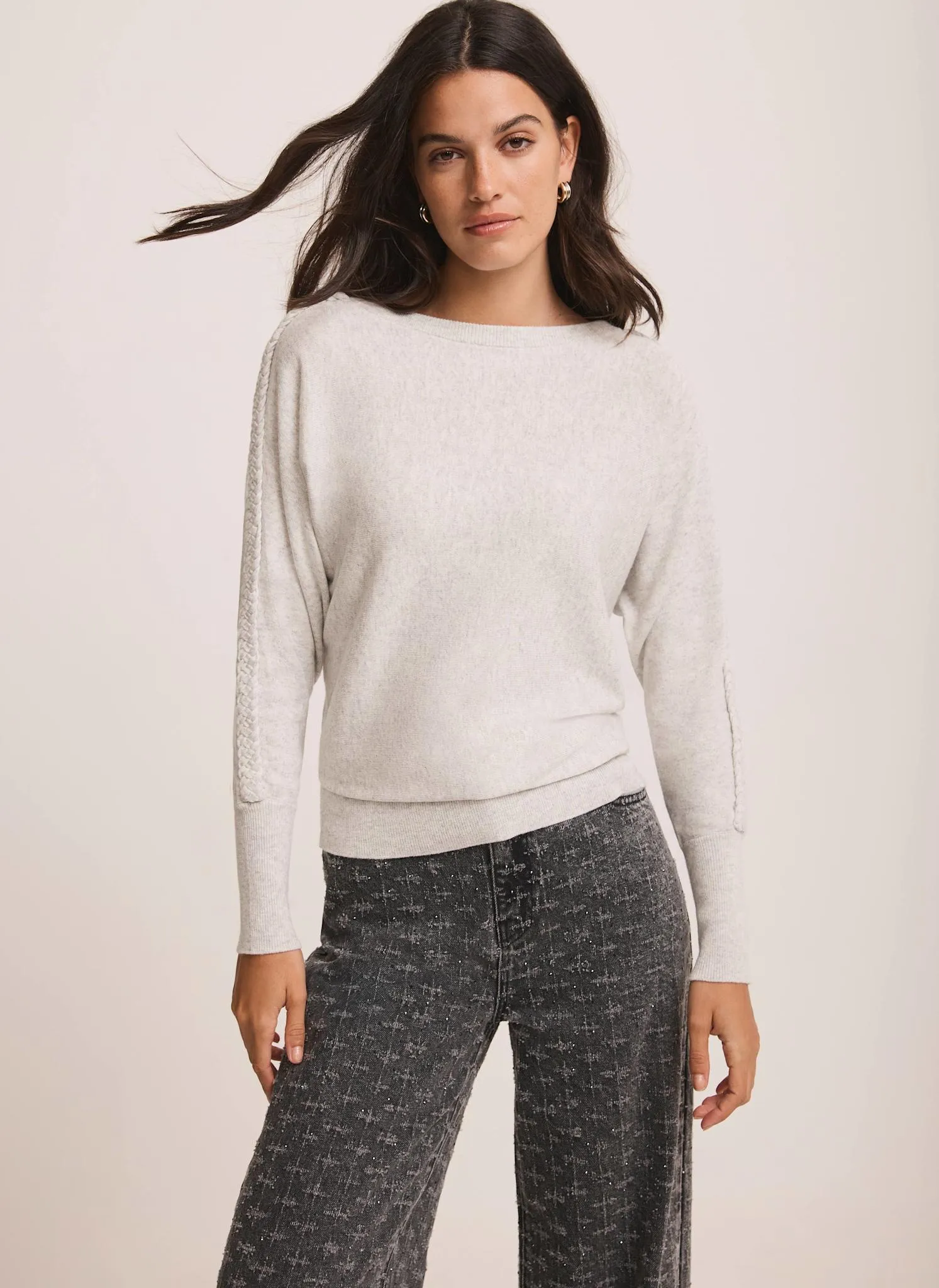 Grey Cotton Blend Batwing Jumper sold by Mint Velvet product image thumbnail 3