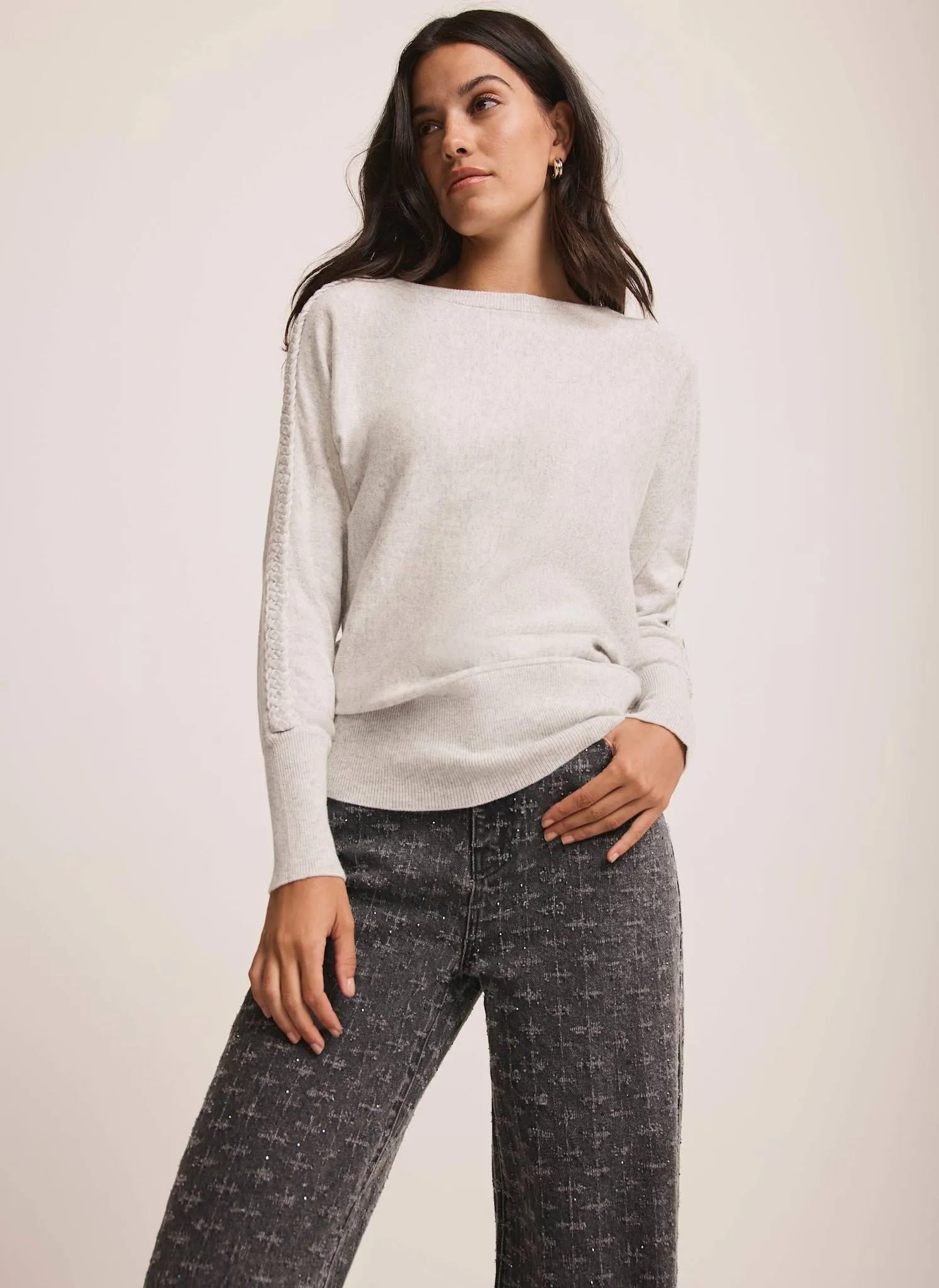 Grey Cotton Blend Batwing Jumper sold by Mint Velvet