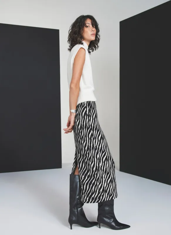 Neutral Zebra Print Midi Skirt sold by Mint Velvet