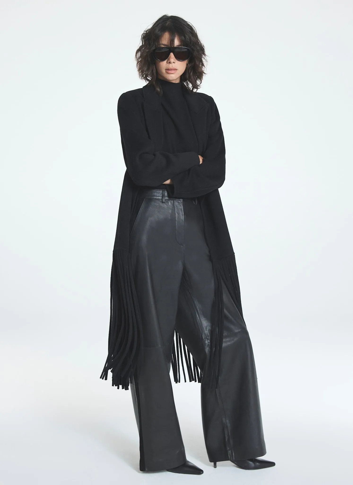Black Leather Wide Leg Trousers sold by Mint Velvet product image thumbnail 3