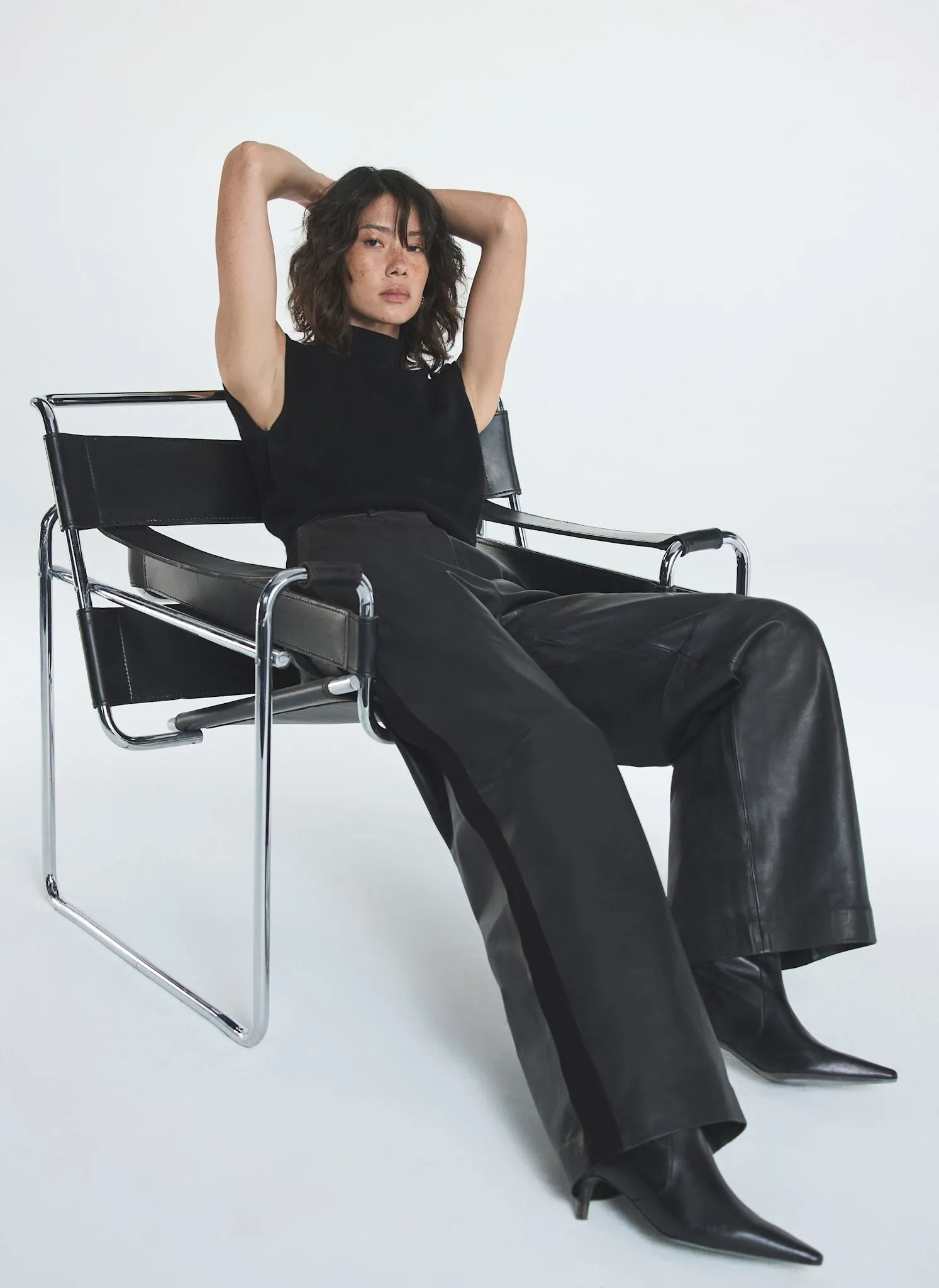 Black Leather Wide Leg Trousers sold by Mint Velvet product image thumbnail 2