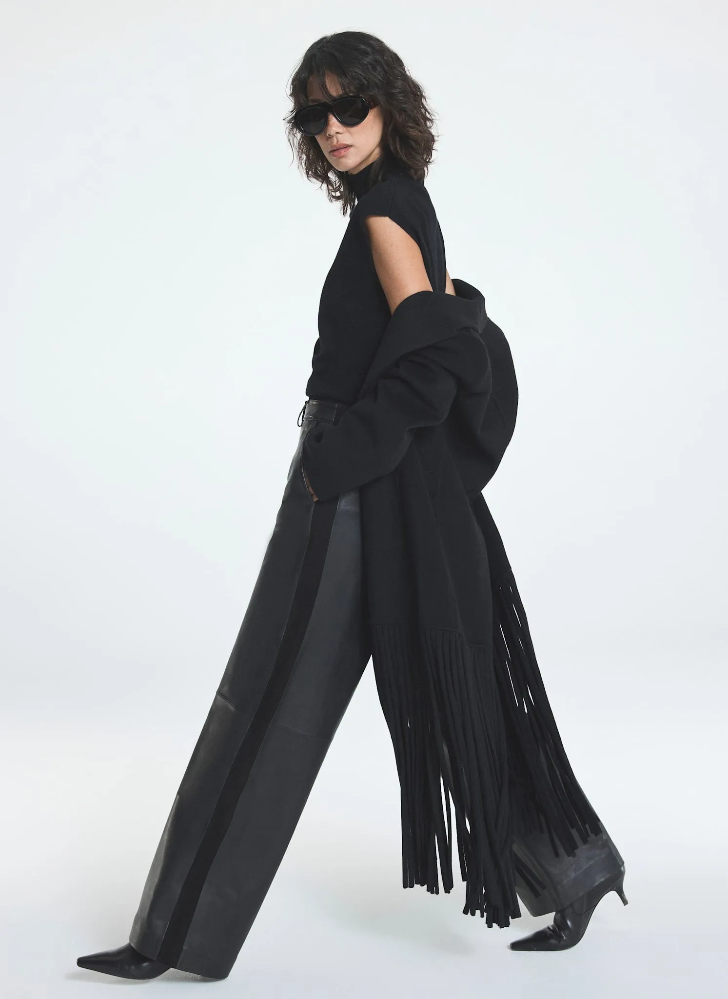 Black Leather Wide Leg Trousers sold by Mint Velvet