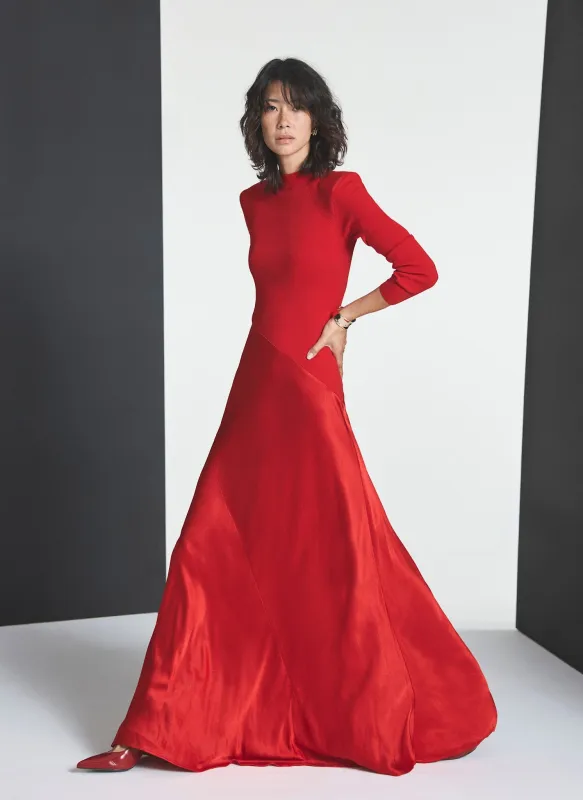 Red Knit Contrast Maxi Dress sold by Mint Velvet
