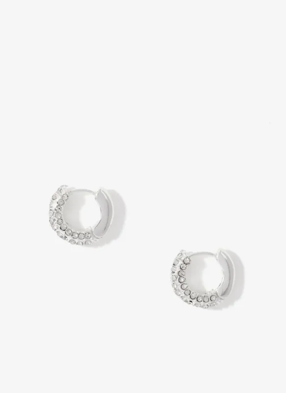 Silver Plated Pave Hoop Earrings sold by Mint Velvet